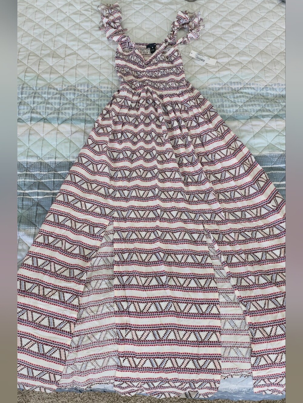Aqua Pink and Black Patterned Maxi Skirt
